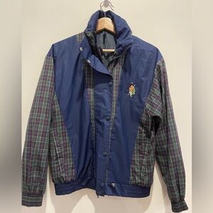 Vintage Pro Quip Gore-Tex English Schaeffer Golf Plaid Tartan and Navy Jacket 10